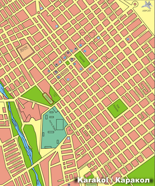 Карта города Каракол, Схема расположения улиц Каракола